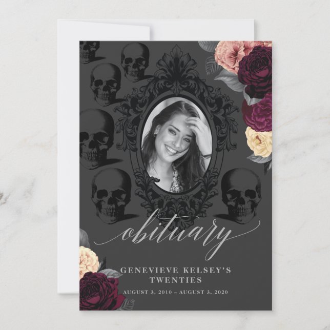 Dödsannons för min ungdom inbjudningar (Framsida)