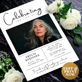 Dödsannons Sorgesammankomst med Foto Vykort