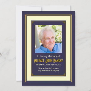 Dödsannonsering om FoU-fenomenet Navy Blue Guld Inbjudningar