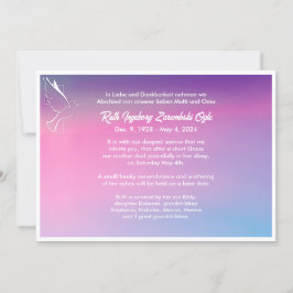 Dödsannonseringskort för Dove European Stil Meddelande