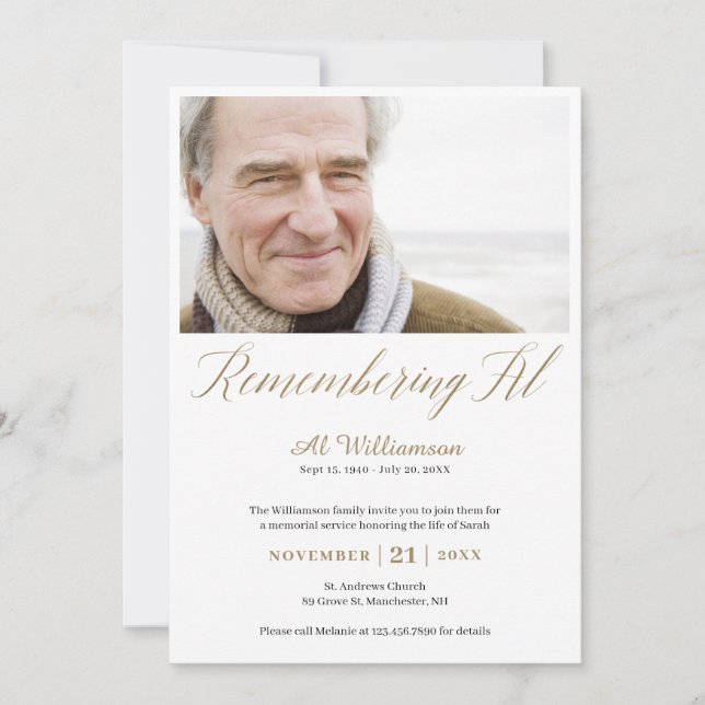 Dödsårsdag för minnet av Al Photo Memory Inbjudningar (Framsida)