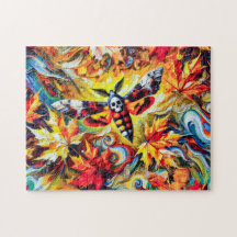 Dödschef Hawk-Moth med Höst löv i Oil P