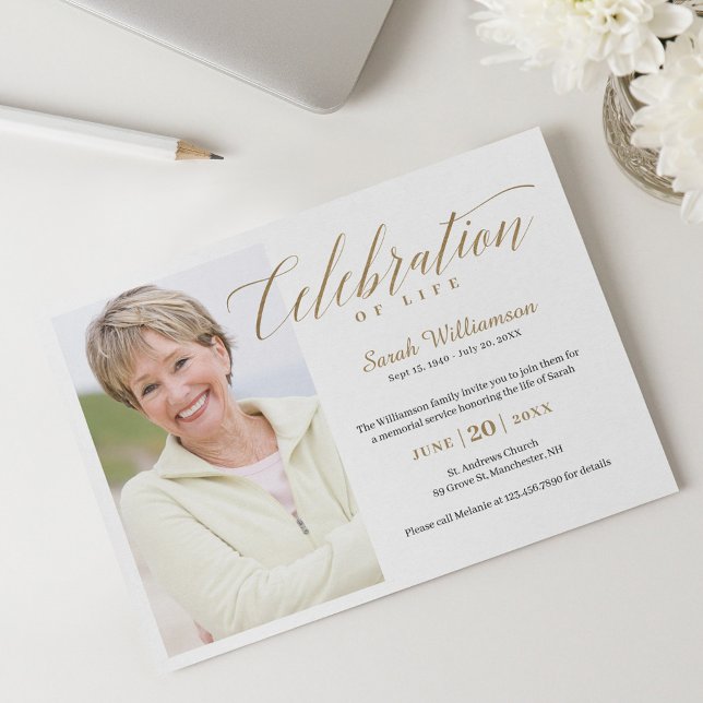 Dödsdag Firande Av Livets Foto Minne Inbjudningar (Skapare uppladdad)