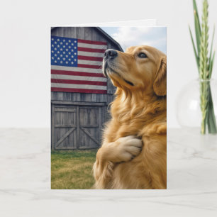 Dödsdagars Golden Retriever Pleding Allegiance Kort