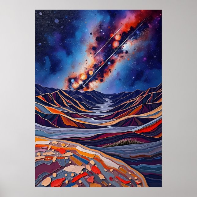 Dödsdalen - Milky Way over Dunes Poster (Framsidan)