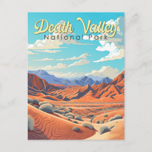 Dödsdalen nationalpark Illustration Retro Vykort