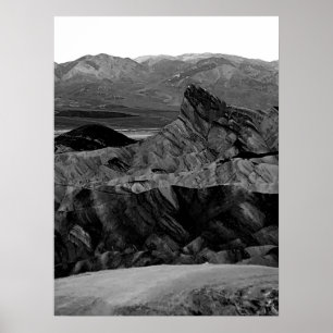 Dödsdalen Zabriskie Point Black White Photo Poster
