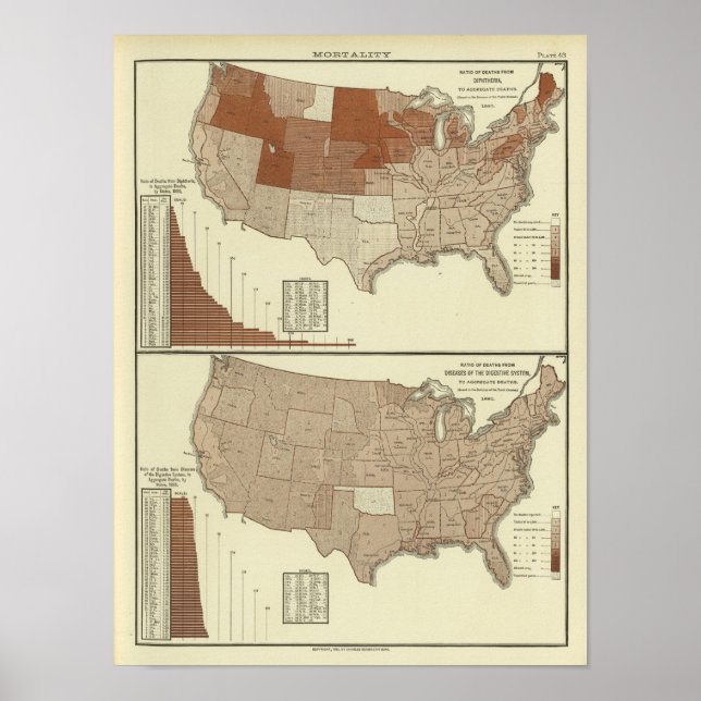 Dödsfall, difteri, matsmältningssystem poster (Framsidan)