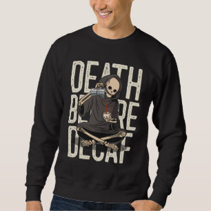 Dödsfall före Decaf - Lönngrim Reaper Coffee Kärle Lång Ärmad Tröja