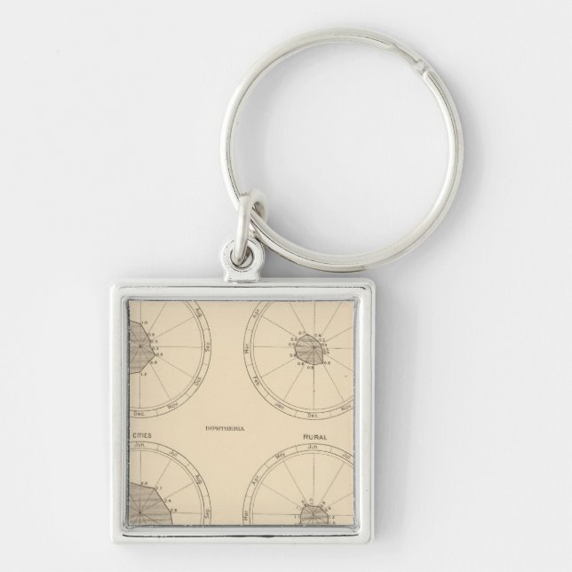 Dödsfeber, difteri, scarlet fyrkantig silverfärgad nyckelring (Framsidan)