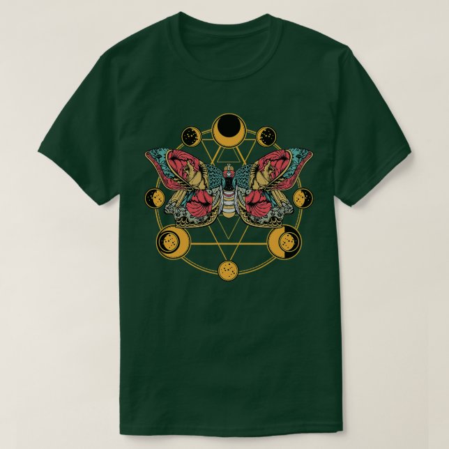 Dödsfjäril Moth Måne Phases Gothic Esoteric B T Shirt (Design framsida)
