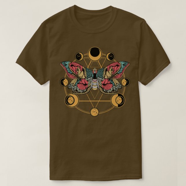 Dödsfjäril Moth Måne Phases Gothic Esoteric B T Shirt (Design framsida)