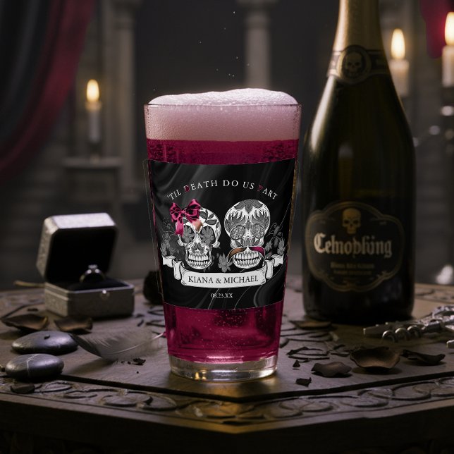 Dödskallar Gothic Hallowedding Burgundy ID866 Glaskopp (Skapare uppladdad)