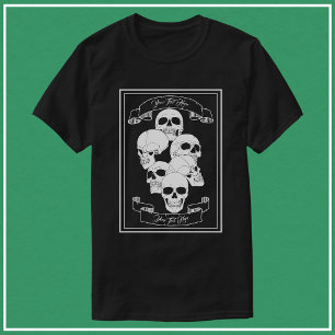Dödskallar med banderoller och text Svart T Shirt