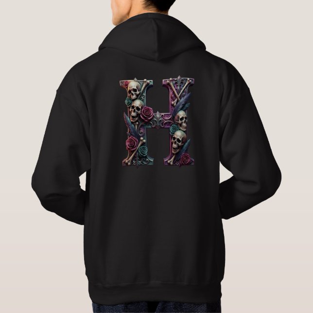 Dödskallar och blommor H Hoodie (Baksida)