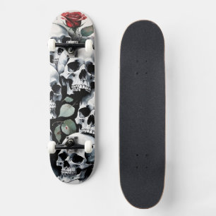 Dödskallar och rosor mini skateboard bräda 18,5 cm