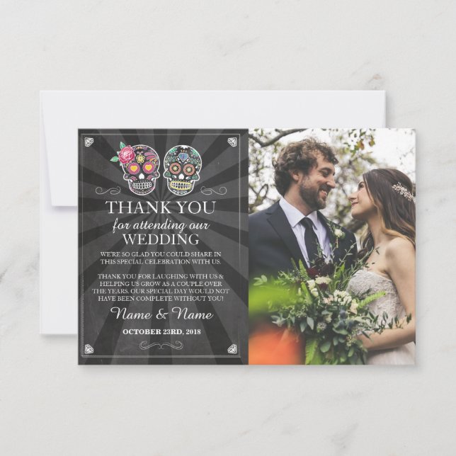 Dödskallar Tack Foto Kort Gotisk Halloween (Framsida)