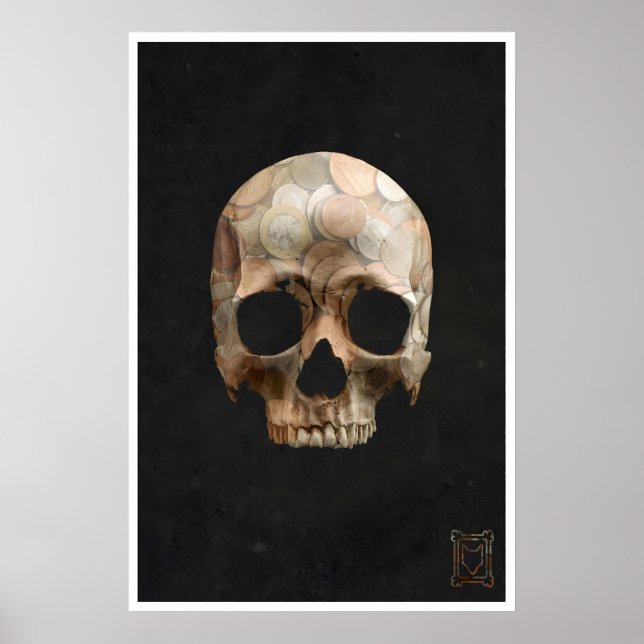 Dödskalle av Mynt Konsttryck Gotisk Skräck Hallowe Poster (Framsidan)