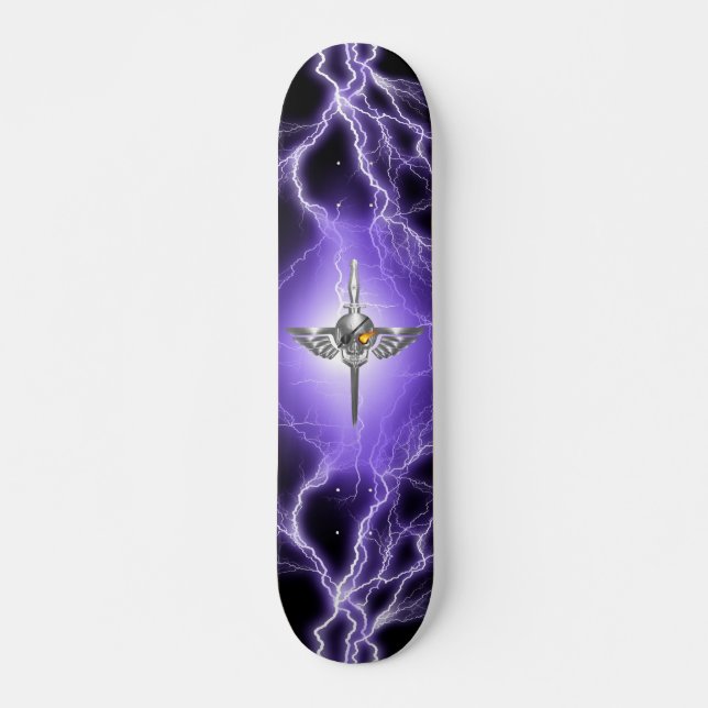 Dödskalle bevingad mini skateboard bräda 18,5 cm (Framsida)