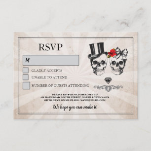 Dödskalle Bröllop RSVP Dödskalle Rosor Rustika Kor Inbjudningar