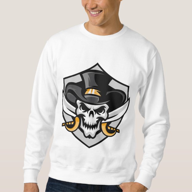 Dödskalle Cowboy-sweatshirt Lång Ärmad Tröja (Framsida)