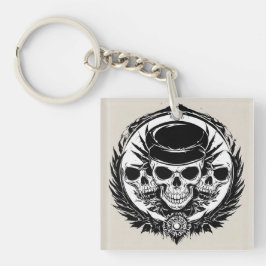 Dödskalle-design med vingar och symboler