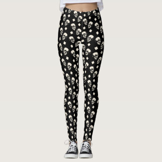 Dödskalle diamantmönster svarta Halloween-läggings Leggings