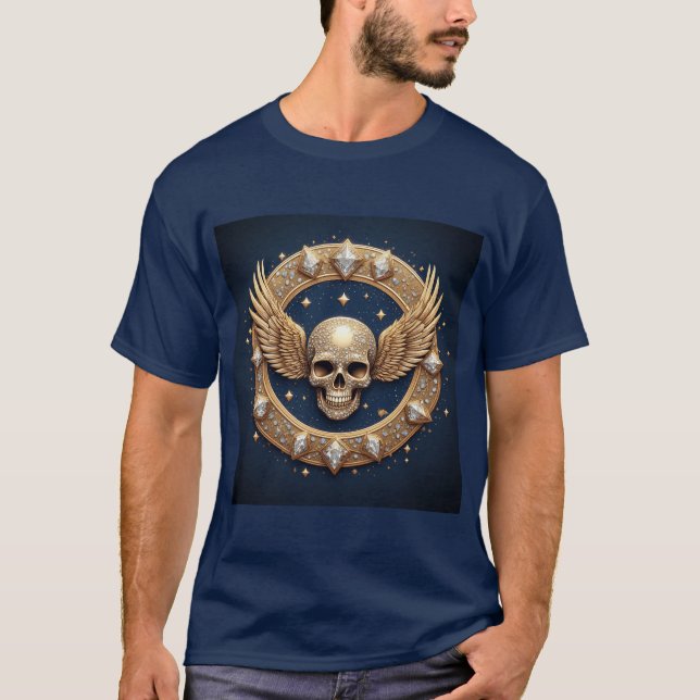 Dödskalle-emblem för gotisk dekoration  t shirt (Framsida)