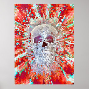 Dödskalle Färgrik Pop Art Psykedelisk Surrealistis Poster