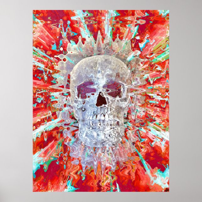 Dödskalle Färgrik Pop Art Psykedelisk Surrealistis Poster (Framsidan)