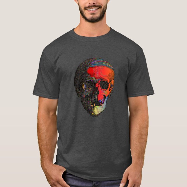 Dödskalle Färgrik T Shirt (Framsida)