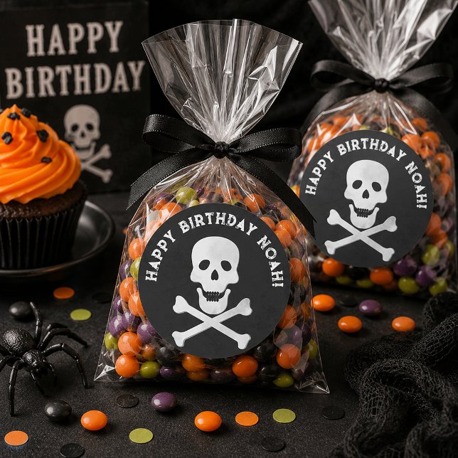 Dödskalle Födelsedagsfest Klistermärke (Birthday Favor Treat Bags)