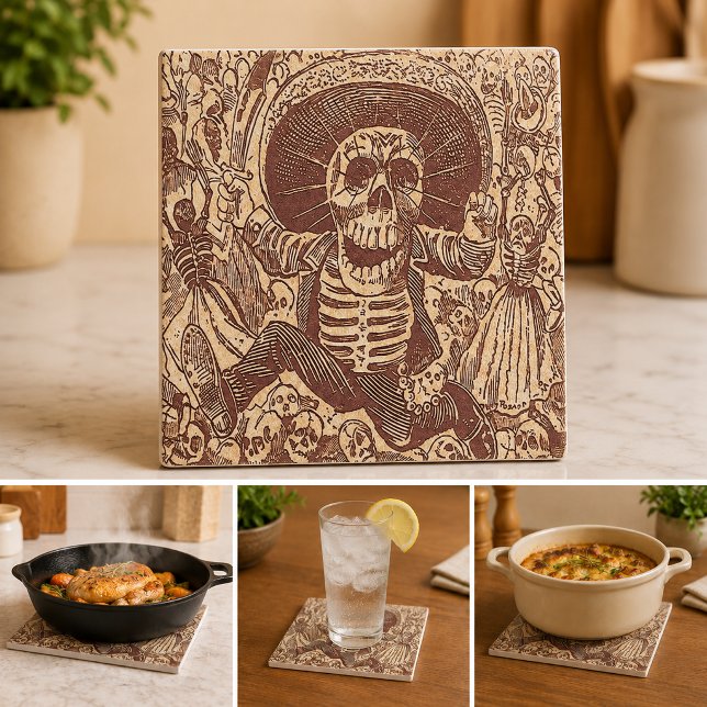 Dödskalle från Oaxaca, La Calavera Oaxaqueña Kakelplatta (Skull from Oaxaca, La Calavera Oaxaqueña Tile)