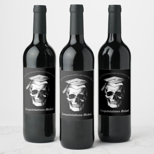 Dödskalle Gothic Examenfest Radiologi Vinflaska Etikett (Flaskor)