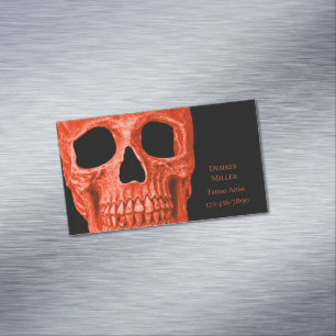 Dödskalle Gothic Neon Orange Svart Tatoveringsbuti Magnetiska Visitkort