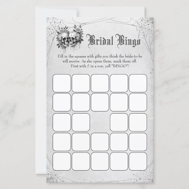 Dödskalle Halloween Bröllopsdusch Bingo Spel (Framsida)