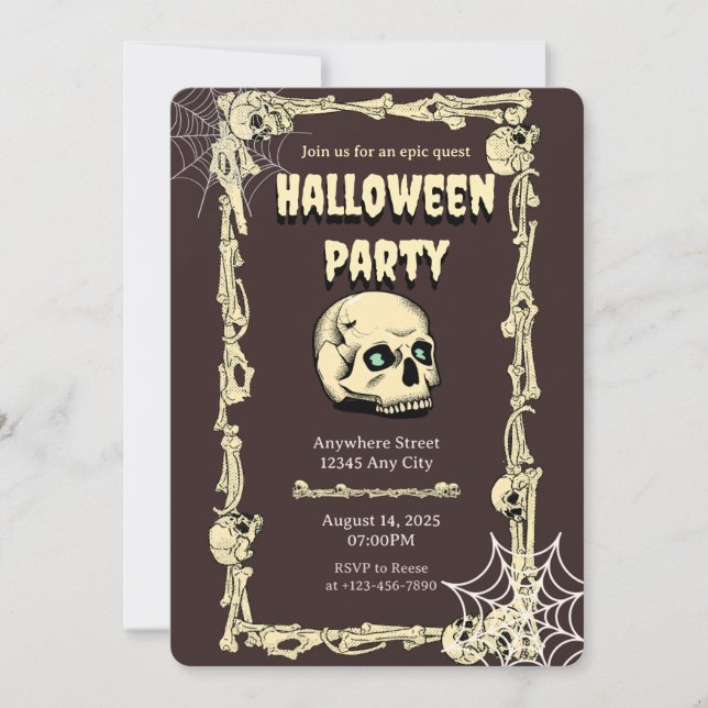 Dödskalle Halloween-fest Invitation Inbjudningar (Framsida)