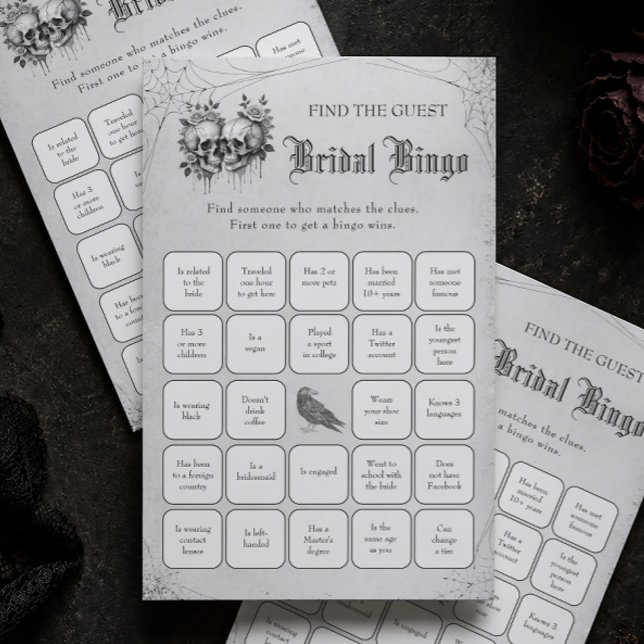 Dödskalle Halloween  Hitta gäst Bröllopsbingo spel (Skapare uppladdad)