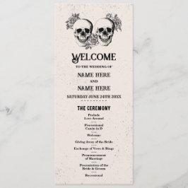 Dödskalle Halloween välkomstmeny bröllopsceremoni Program