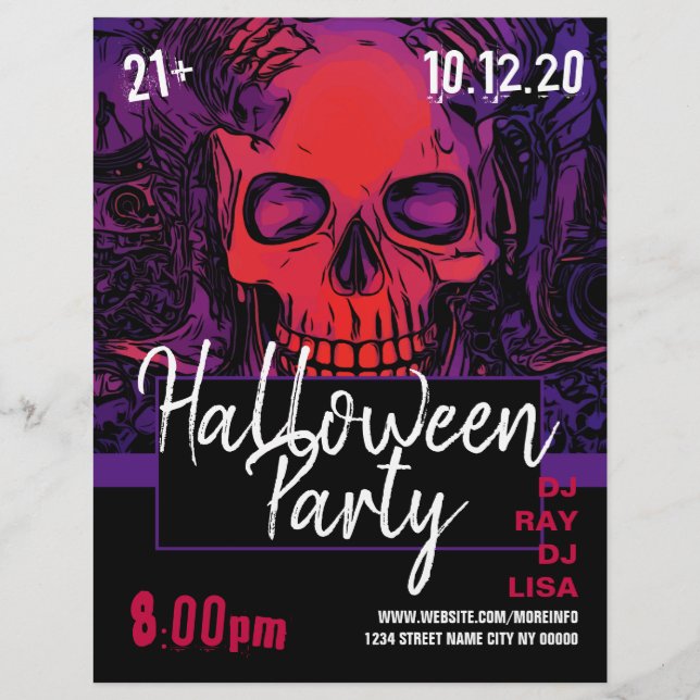 Dödskalle Halloweenfest Event Flyer (Framsidan)