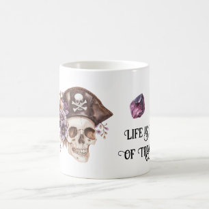Dödskalle Hatt Lila Tan Blommig Ametist Skatter Kaffemugg