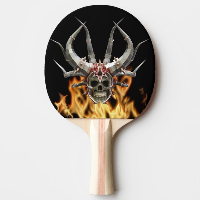 Dödskalle Hjälm Fantasy Demon Flammor Pingisracket (Framsidan)