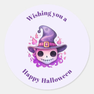 Dödskalle i en häxtrygg Munter Halloween Runt Klistermärke