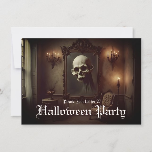 Dödskalle i hemskt målning Halloween-inbjudan (Framsida)