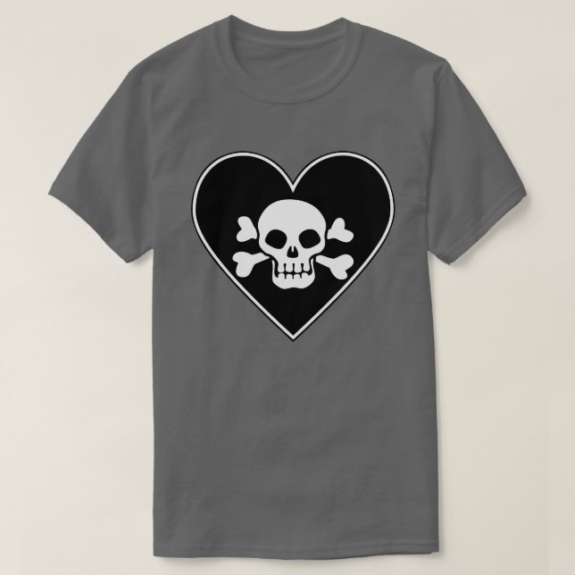 Dödskalle i hjärta t shirt (Design framsida)