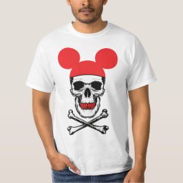 Dödskalle i tecknad mössa med mushörsel och X-ben T Shirt