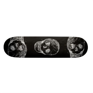 Dödskalle, i vitt. old school skateboard bräda 18 cm