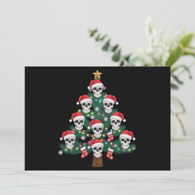 Dödskalle julgran Pajama Cool skelett Santa  Julkort (Stående Fram)
