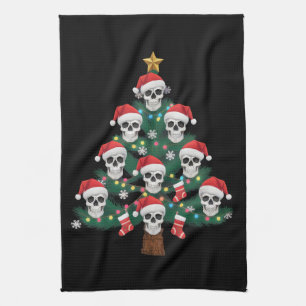 Dödskalle julgran Pajama Cool skelett Santa Kökshandduk