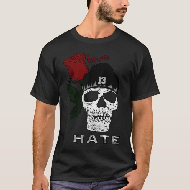 Dödskalle kärlek hat ros t shirt (Framsida)